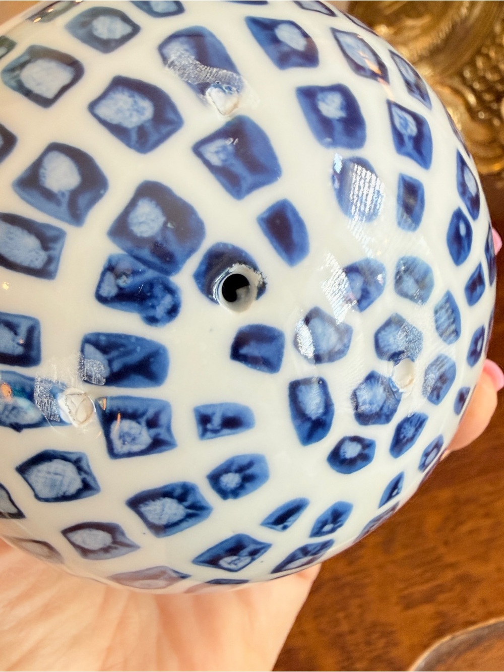 Blue & White Decorative Ceramic Spheres – Set of 3 - Picture 9 of 16